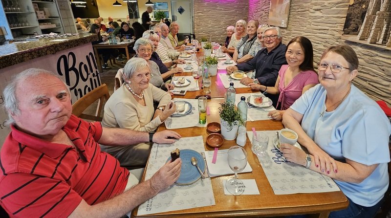 group having lunch in a restaurant